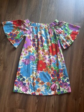 H&M Women’s Floral Off-Shoulder Dress - Red, Blue, Purple, Green with pockets!